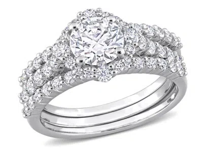 Pre-owned Harmony 2.00 Carat (ctw) Moissanite Engagement Wedding Ring Set Sterling Silver In White