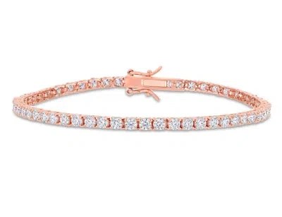 Pre-owned Harmony 5.10 Carat (ctw) Lab-created Moissanite Tennis Bracelet In Rose Sterling Silver In White