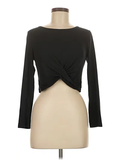 Pre-owned Harmony And Balance Long Sleeve Top Black Keyhole Neckline Tops