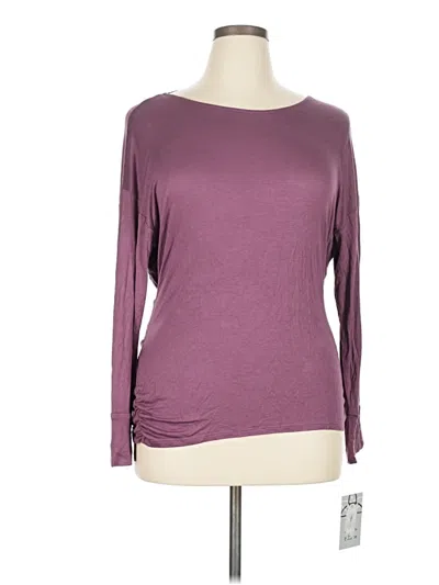 Pre-owned Harmony And Balance Long Sleeve Top Purple Boatneck Tops