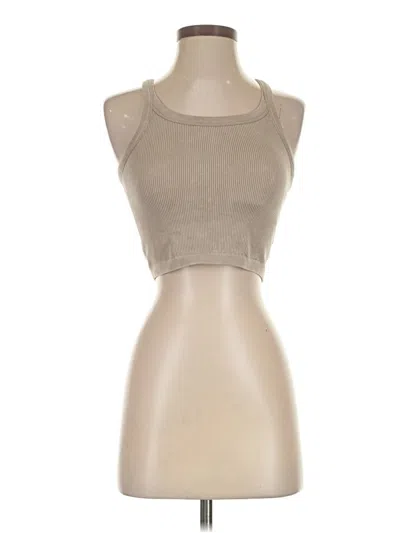 Pre-owned Harmony And Balance Tank Top Tan Halter Neckline Tops In Brown
