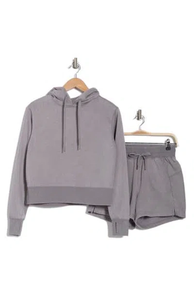Harmony And Balance Washed Hoodie & Shorts Set In Desert Sage