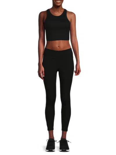 Harmony Balance Women's 2-piece Solid Crop Tank Top & Leggings Set In Black