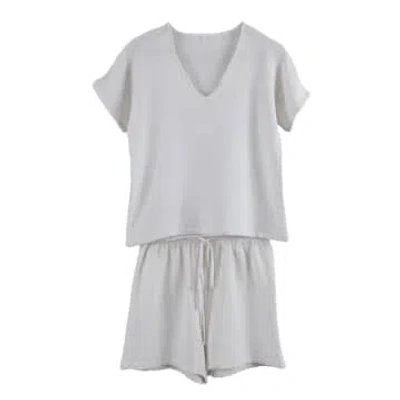 Harmony Lounge T-shirt & Short Set In Craie In White