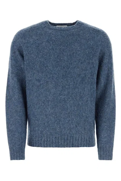 HARMONY MELANGE BLUE WOOL SHAGGY SWEATER