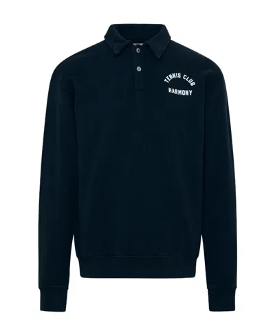 Harmony Paris Buttoned Long-sleeved Polo Shirt In Blue
