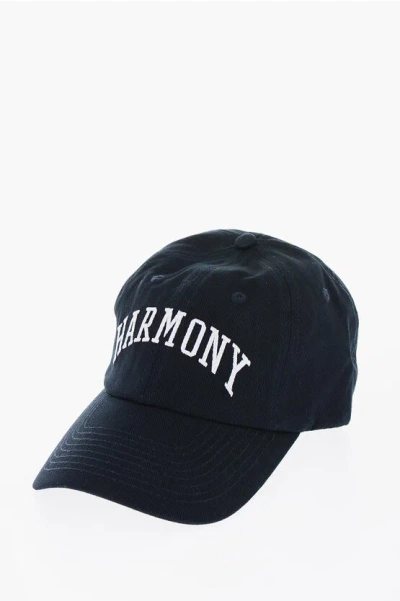 Harmony Solid Color Cap With Embroidered Logo In Blue