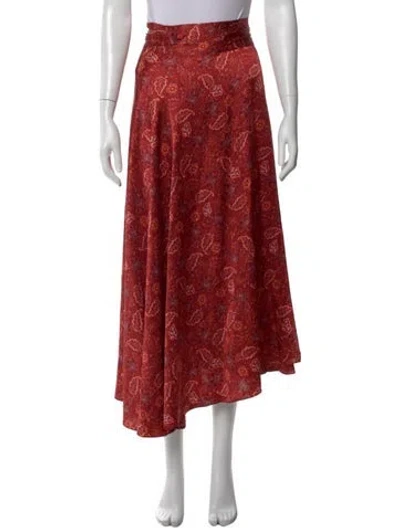 Pre-owned Harmur Silk Long Skirt In Red