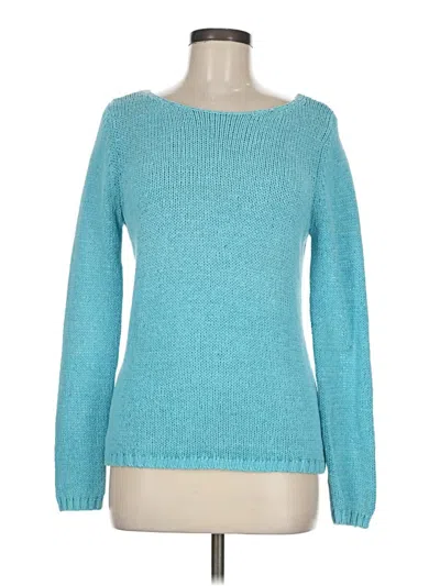 Pre-owned Harold's Long Sleeve Top Teal Boatneck Tops In Blue