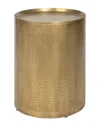 Harp & Finial Pala End Table - Distressed Hammered Gold Finish In Gold