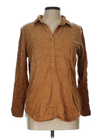 Pre-owned Harper 3/4 Sleeve Button Down Shirt In Brown