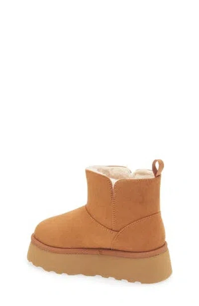 Harper Canyon Kid's Ezra Faux Fur Lined Platform Bootie In Tan Chestnut