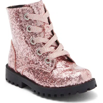 Harper Canyon Kids' Bree Glitter Combat Boot In Black