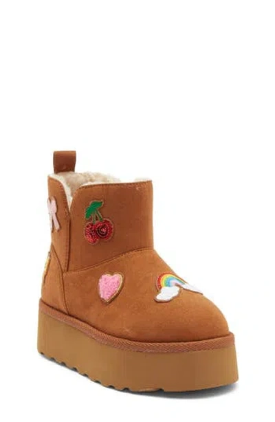 Harper Canyon Kids' Ezra Patch Platform Bootie In Brown