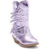 Harper Canyon Kids' Fringe Metallic Western Boot In Purple