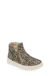 Harper Canyon Kids' Londyn Zip Sneaker Bootie In Brown Leopard Print
