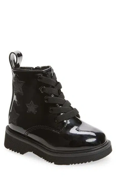 Harper Canyon Kids' Valor Star Faux Leather Combat Boot In Black