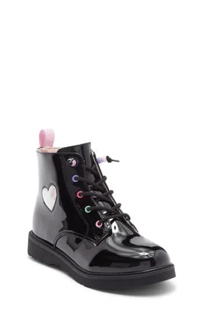 Harper Canyon Kids' Victorya Heart Combat Boot In Black