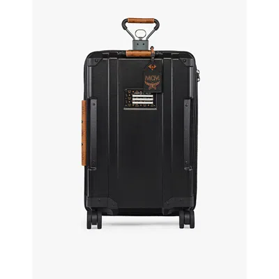 Harper Collective X Mcm 4-wheel Recycled-plastic Cabin Suitcase 56.6cm In Black
