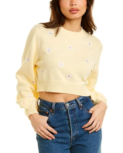 Harper Embroidered Crop Sweater In Yellow