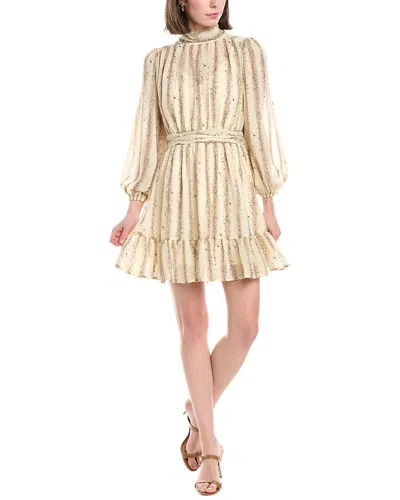 Harper Gathered Mini Dress In Beige