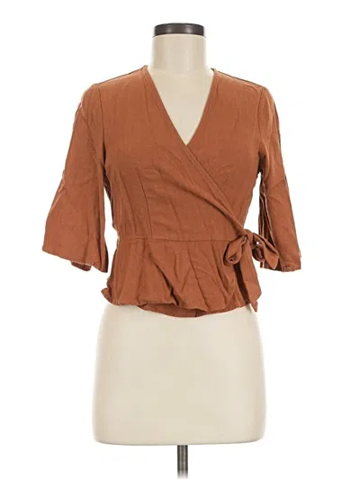 Pre-owned Harper Heritage 3/4 Sleeve Blouse In Brown