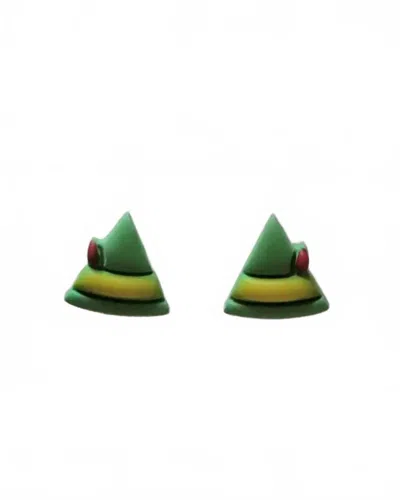 Harper Klay Co. Women's Elf Hat Polymer Clay Stud Earrings In Green