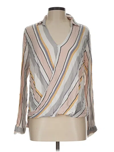 Pre-owned Harper Long Sleeve Blouse In Silver
