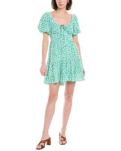 Harper Puff Sleeve Mini Dress In Green