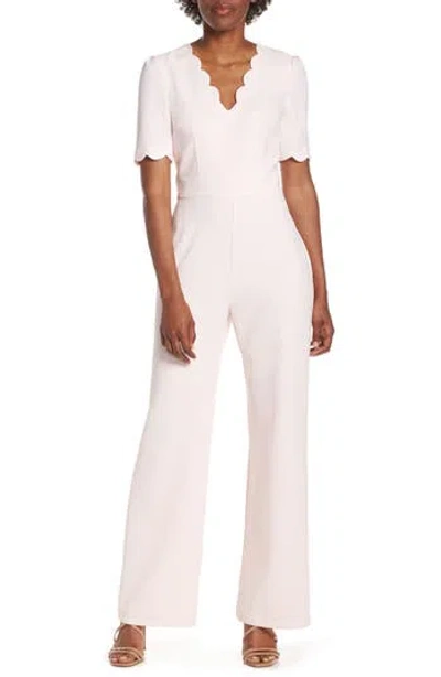 Harper Rose Scallop V-neck Jumpsuit In White