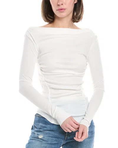 Harper Ruched Rib Top In White