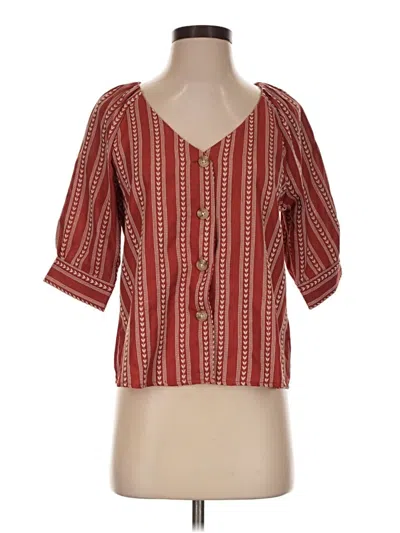 Pre-owned Harper Short Sleeve Blouse In Red