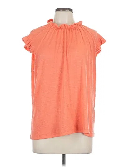 Pre-owned Harper Short Sleeve Top Orange Ruffles Neckline Tops