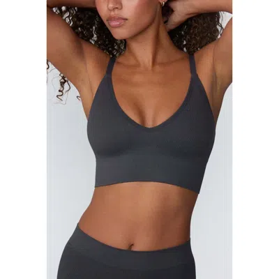 Harper Wilde Ribbed Seamless Triangle Bralette In Gray