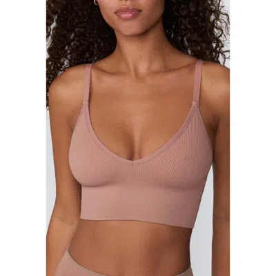 Harper Wilde Ribbed Seamless Triangle Bralette In Pink