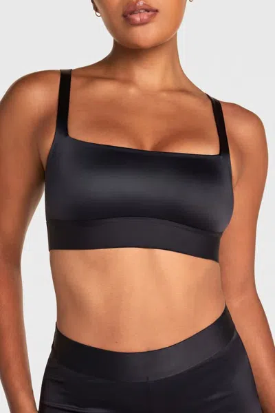 Harper Wilde Stretch Satin Square Neck Bralette In Black