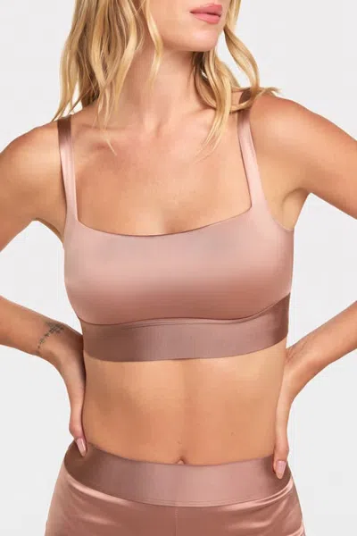 Harper Wilde Stretch Satin Square Neck Bralette In Pink