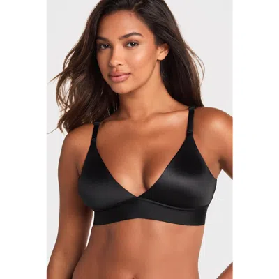 Harper Wilde Stretch Satin Triangle Bralette In Black