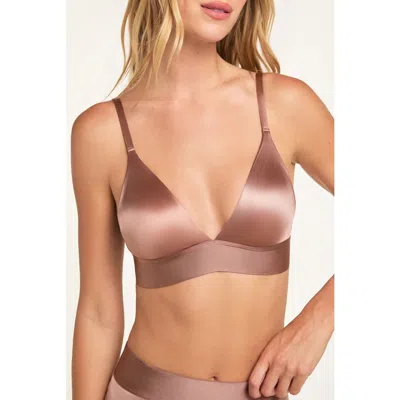 Harper Wilde Stretch Satin Triangle Bralette In Brown