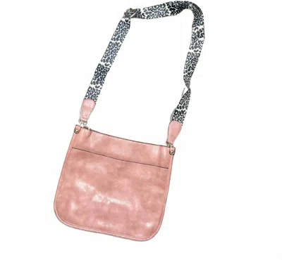 Harris Girls & Co. Large Leather Crossbody Purse With Detachable Cheetah Strap In Pink