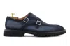Harris Shoes 1913 Doppia Fibbia In Camoscio Azzurro In Multi