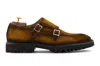 Harris Shoes 1913 Doppia Fibbia In Camoscio Tabacco In Multi
