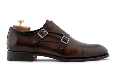 Harris Shoes 1913 Doppia Fibbia In Pelle Dipinta A Mano In Brown