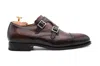 Harris Shoes 1913 Doppia Fibbia In Pelle Dipinta A Mano In Brown