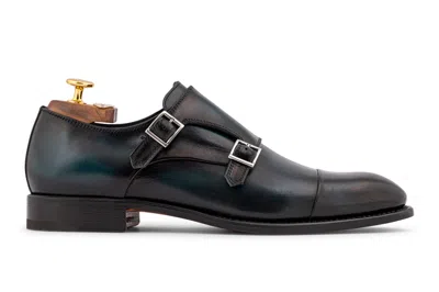 Harris Shoes 1913 Doppia Fibbia In Pelle Sfumata A Mano In Red