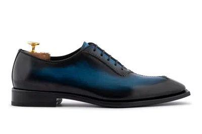 Harris Shoes 1913 Francesina In Pelle Dipinta A Mano Con Cucitura A Mano In Blue