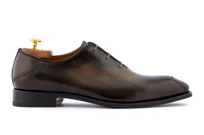 Harris Shoes 1913 Hand-painted Brogues With Hand Stitching In Shaded Cocoa