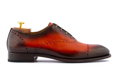 Harris Shoes 1913 Hand-painted Brogues With Hand Stitching In Shaded Orange