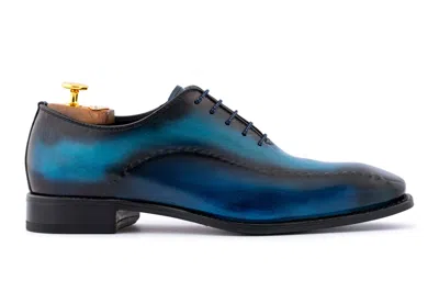 Harris Shoes 1913 Hand-painted Leather Brogues In Blue