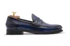 Harris Shoes 1913 Mocassino In Pelle Dipinto A Mano In Blue